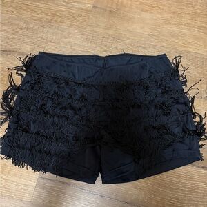 Balera High Waist Black Fringe Shorts